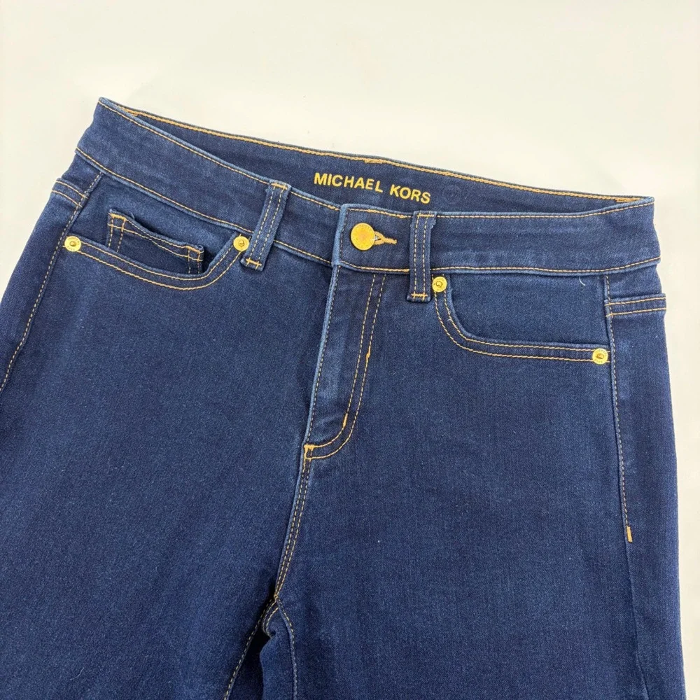 Michael Kors Dillon Relaxed Jeans Size 2 Dark Wash Stretch‎ Denim Blue